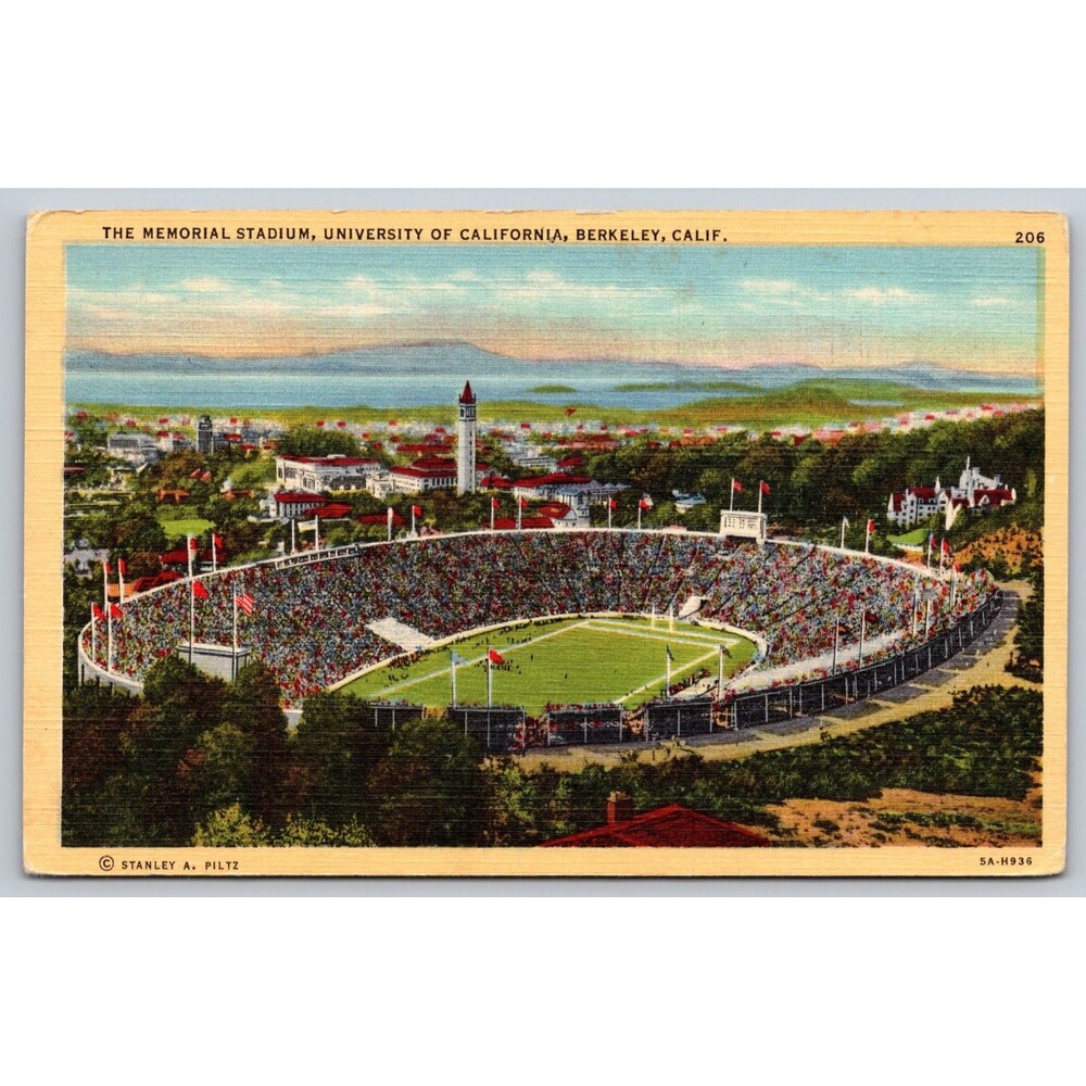 Postcard California Berkley University Memorial Stadium Football c1940s Unposted